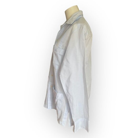 VTG Christian Dior Pale Blue Pleated Long Sleeve Guayabera Shirt Small - Picture 3 of 11